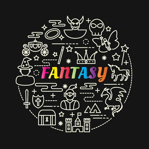 Fantasy, kolorowe gradient z linii ikony Ustaw — Wektor stockowy