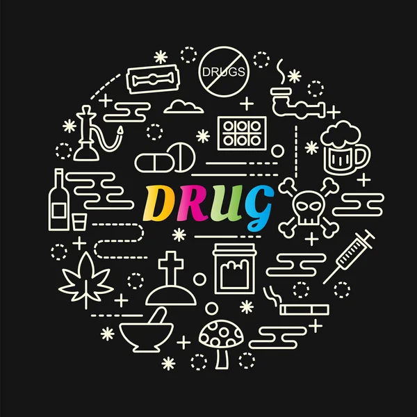 Uyuşturucu hattı Icons set ile renkli grdient — Stok Vektör