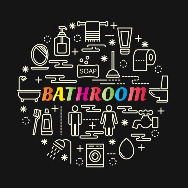 banyo renkli gradyan çizgi simgeleri ile ayarla