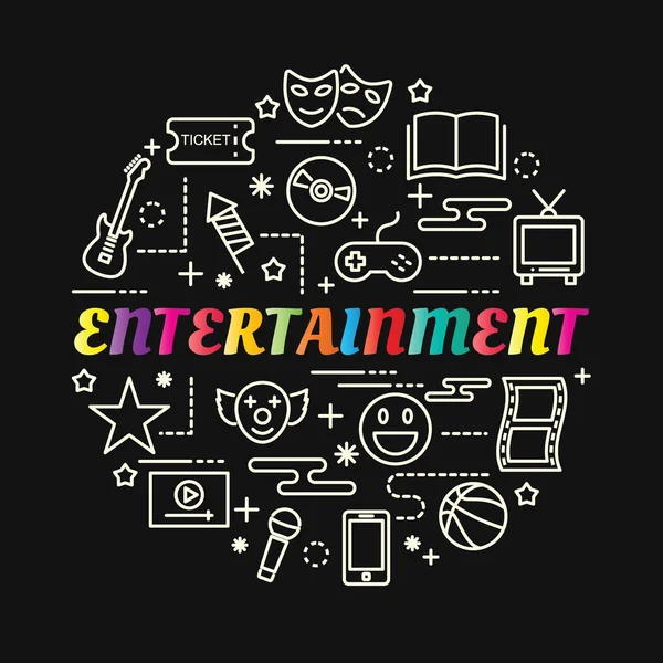 Entertainment colorful gradient with line icons set — Stock Vector