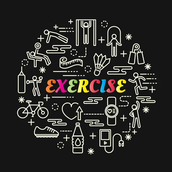 Exercise colorful gradient with line icons set — Stock Vector