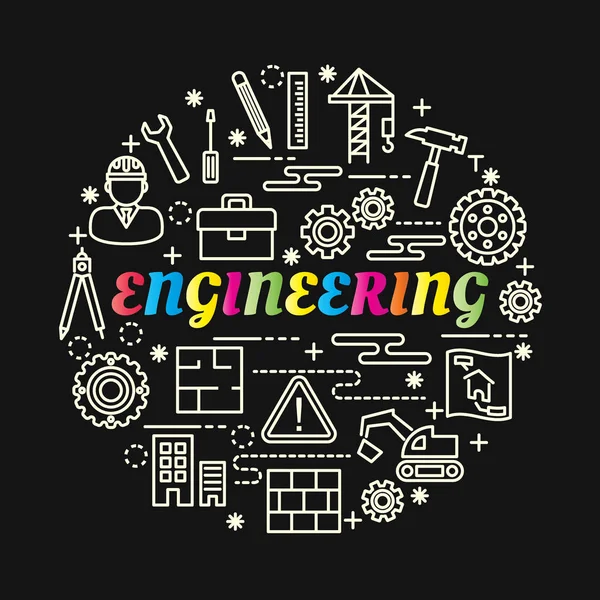 Engineering kolorowe gradient z linii ikony Ustaw — Wektor stockowy