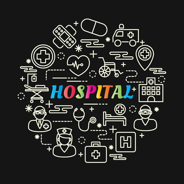 Gradiente colorido hospital con conjunto de iconos de línea — Vector de stock