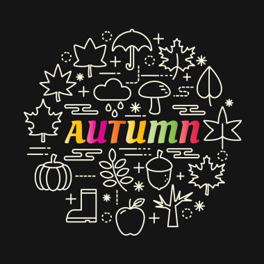 sonbahar renkli gradyan çizgi simgeleri ile ayarla