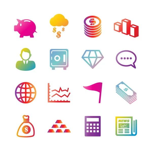 Negocio y finanzas vector gradiente iconos — Vector de stock