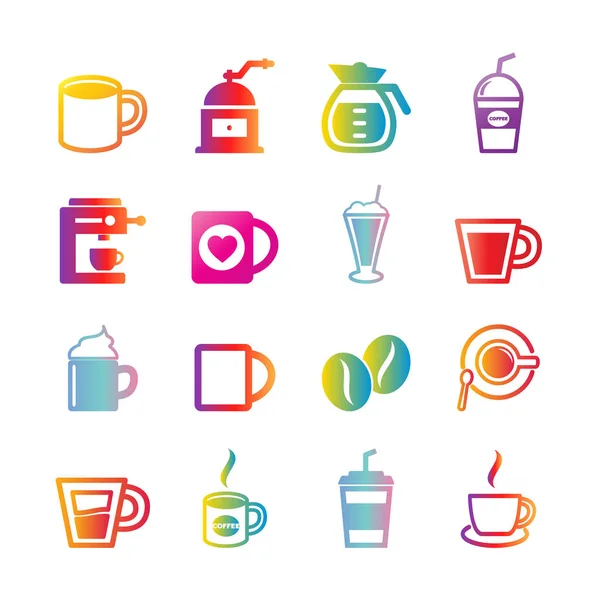 Iconos de gradiente de vectores de café — Vector de stock