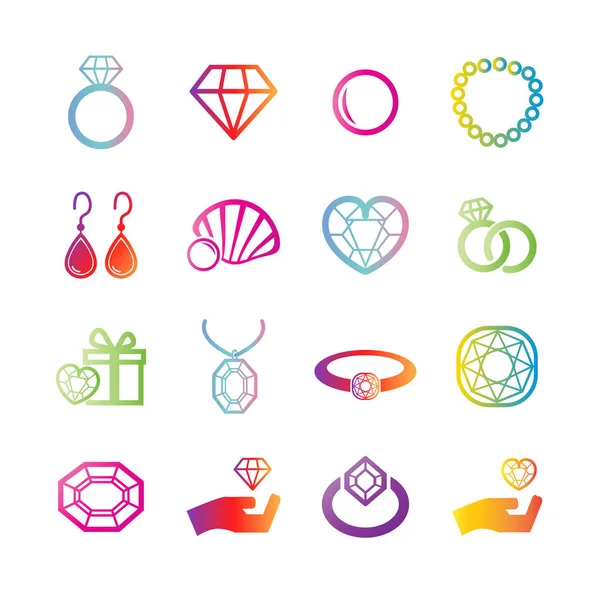 Joyas vector gradiente iconos — Vector de stock