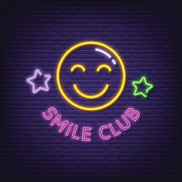 Insegna al neon smile club — Vettoriale Stock