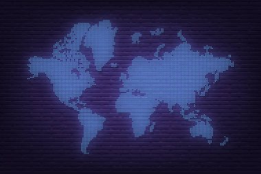 Noktalı dünya haritası neon pano afişi