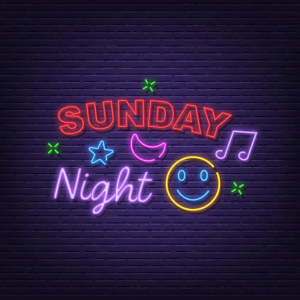 Niedziela noc neon signboard — Wektor stockowy