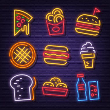 Fast food neon tabela simgeleri