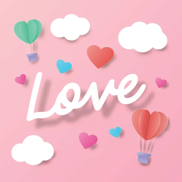 Caligrafia de amor com balão de coração — Vetor de Stock