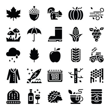 Sonbahar kabartma vektör simgeleri sonbahar sezonu stil tasarımı