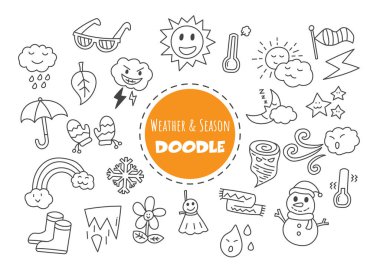 Hava ve sezon kawaii doodle vektör el çizim stili