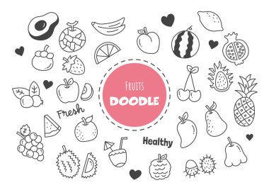 meyve kawaii doodle vektör el çizim biçimi