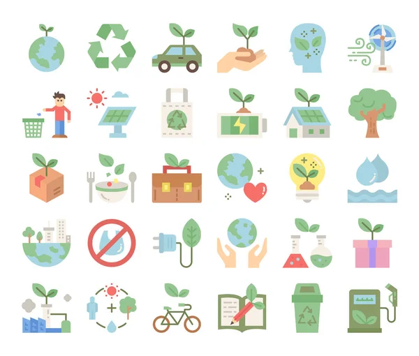 Ecology Flat Vector Icons Earth Concept — Stock Vector