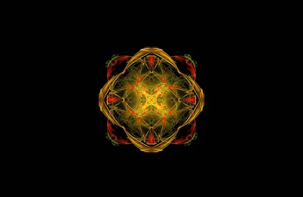 Abstract fractal golden green symmetric figure — Stock Photo, Image