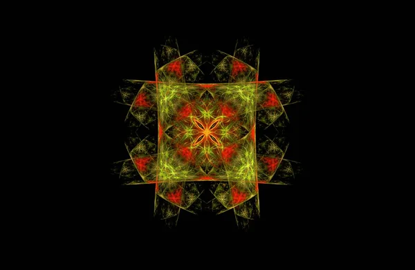 Figura simétrica abstracta fractal verde dorado —  Fotos de Stock