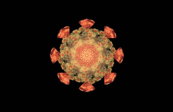 Figure abstraite fractale dorée symétrique sur noir — Photo
