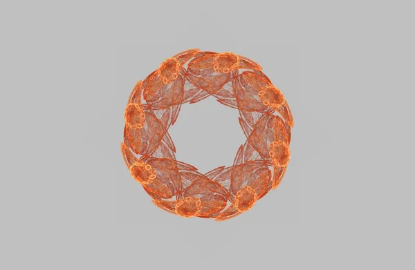 Figure abstraite fractale dorée symétrique sur gris — Photo