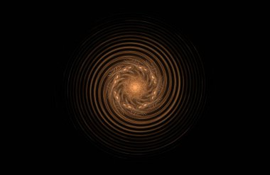 Siyah üzerine soyut fraktal altın simetrik figür