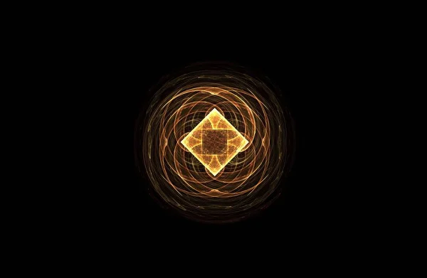 Figura abstracta fractal simétrica dorada sobre negro —  Fotos de Stock