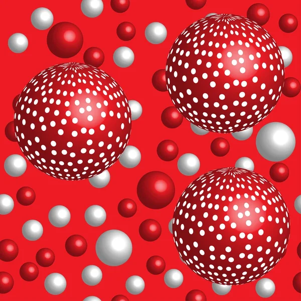 Бесшовный фон красные белые шарики — стоковый вектор
