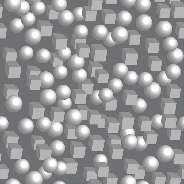 Balles et cubes gris motif sans couture — Image vectorielle