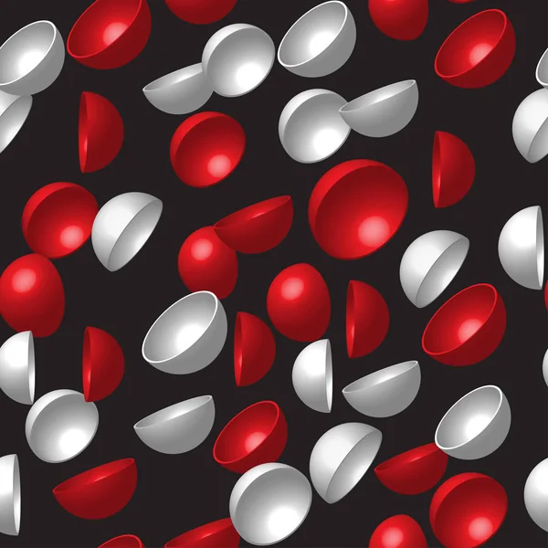 Rouge hémisphères blancs Modèle sans couture — Image vectorielle
