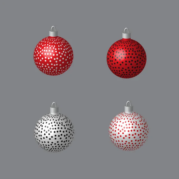 Bolas decorativas punteadas para árbol de Navidad — Vector de stock