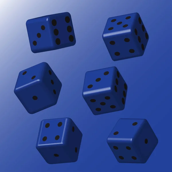 Dados azules con puntos negros — Vector de stock