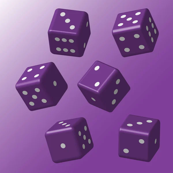 Dados púrpura con puntos blancos — Vector de stock