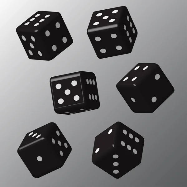 Zwart dobbel met witte punten — Stockvector