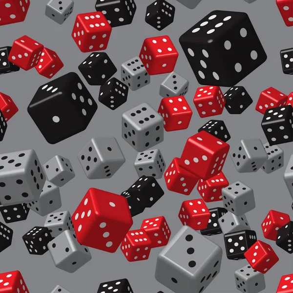 Red Grey Black Dice Seamless Pattern — Stock Vector