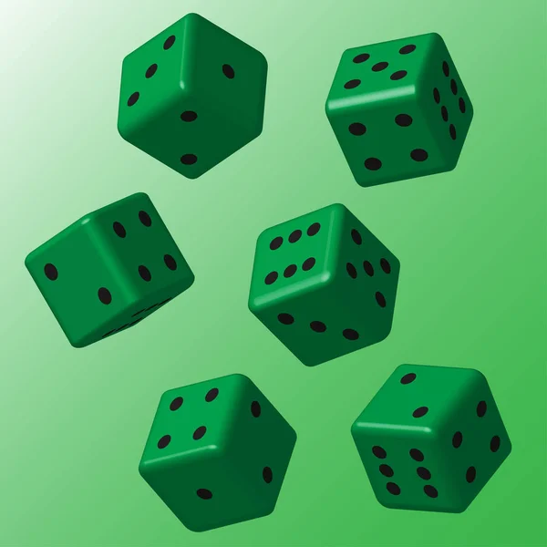 Dados verdes con puntos negros — Vector de stock