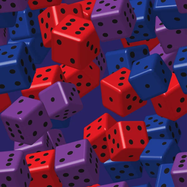 Rojo púrpura azul dados patrón sin costura — Vector de stock