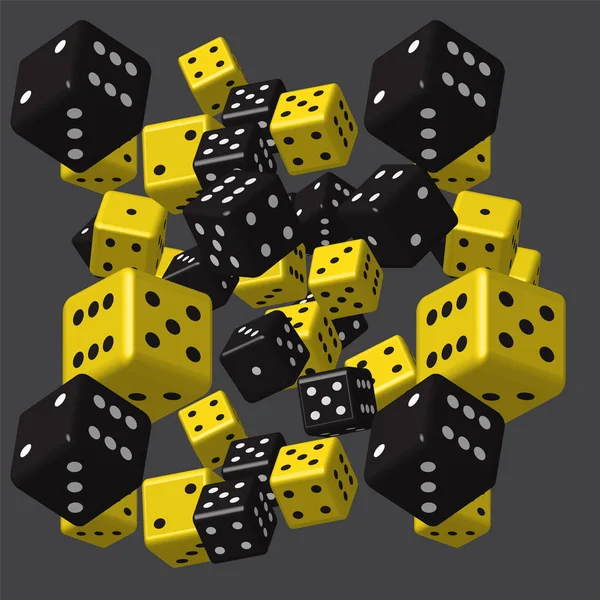 Vzorek černá žluté kostky — Stockový vektor