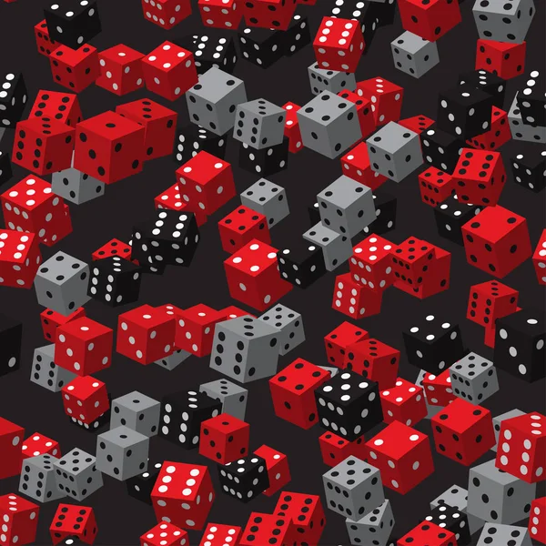 Röd svart grå Dice sömlösa mönster — Stock vektor