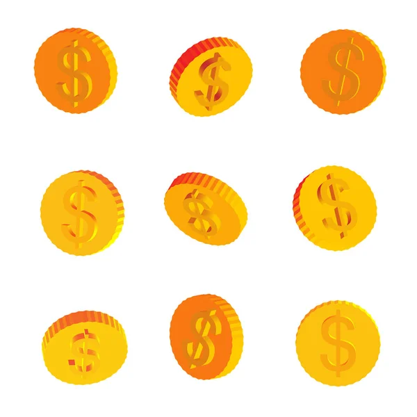 Golden Coins with Dollar Symbols — Stock Vector