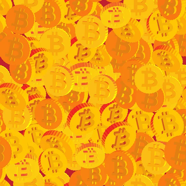 Mince s Bitcoin symboly Bezešvé Pattern — Stockový vektor