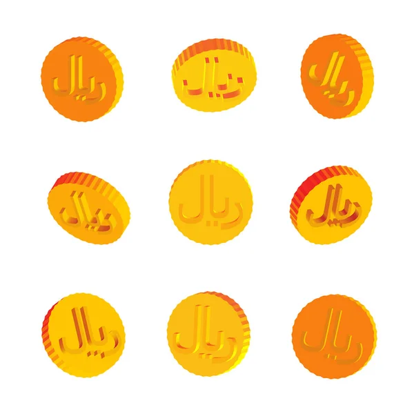 Arany érmék Rial szimbólumokkal — Stock Vector
