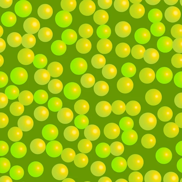 Gele groene ballen naadloos patroon op groene achtergrond — Stockvector