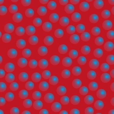Kızıl Arkaplanda Kırmızı Mavi Toplar Kusursuz Desen