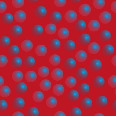 Kızıl Arkaplanda Kırmızı Mavi Toplar Kusursuz Desen