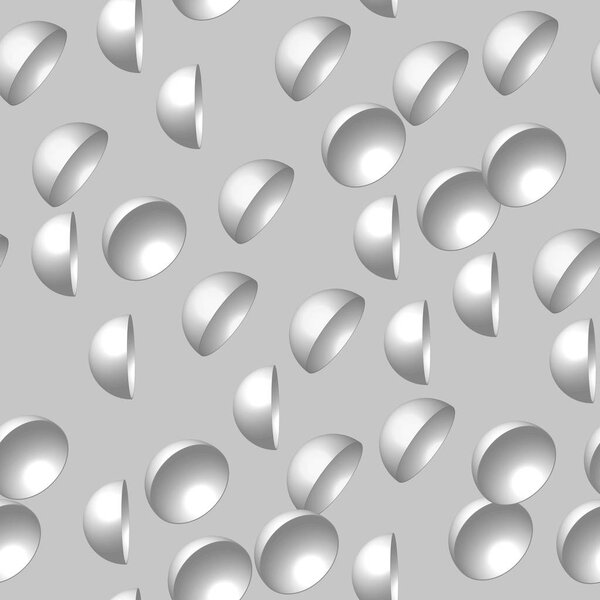 White Hemispheres 3D Seamless Pattern