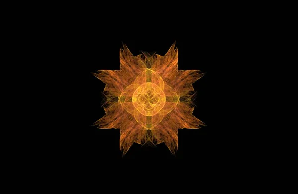 Siyah üzerine soyut fraktal altın simetrik figür — Stok fotoğraf