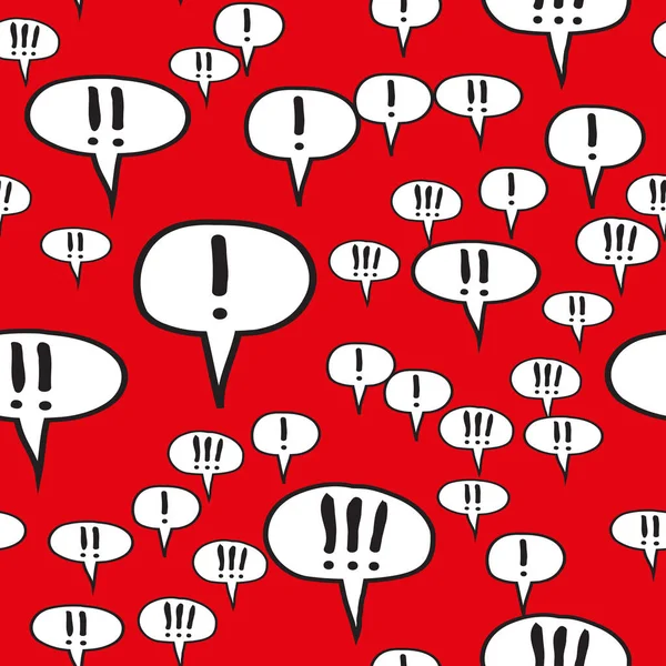 Exclamation Mark Comic Speech Bubbles Seamless Pattern on Red — Stock Vector