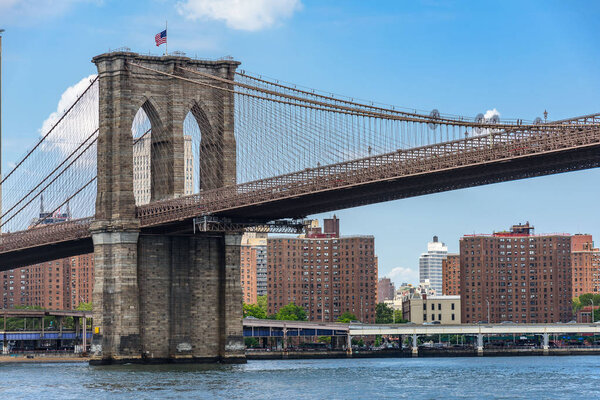 Brooklyn Bridge, one of the oldest roadway bridges, that connect Brooklyn to Lower Manhattan