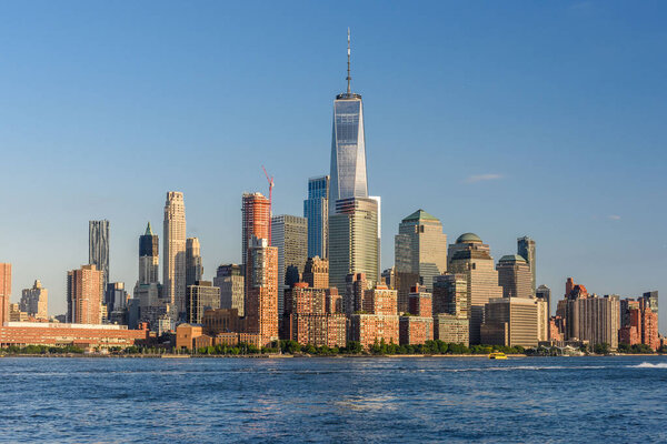The waterfront of the business district of Lower Manhattan, New York