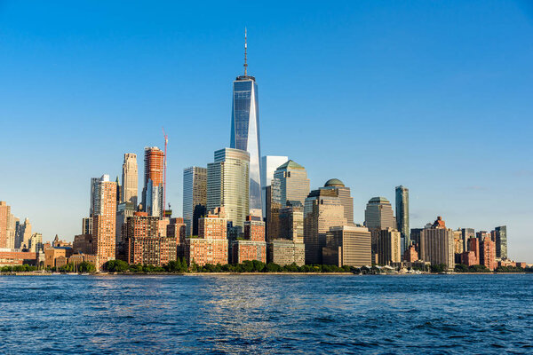 The waterfront of the business district of Lower Manhattan, New York